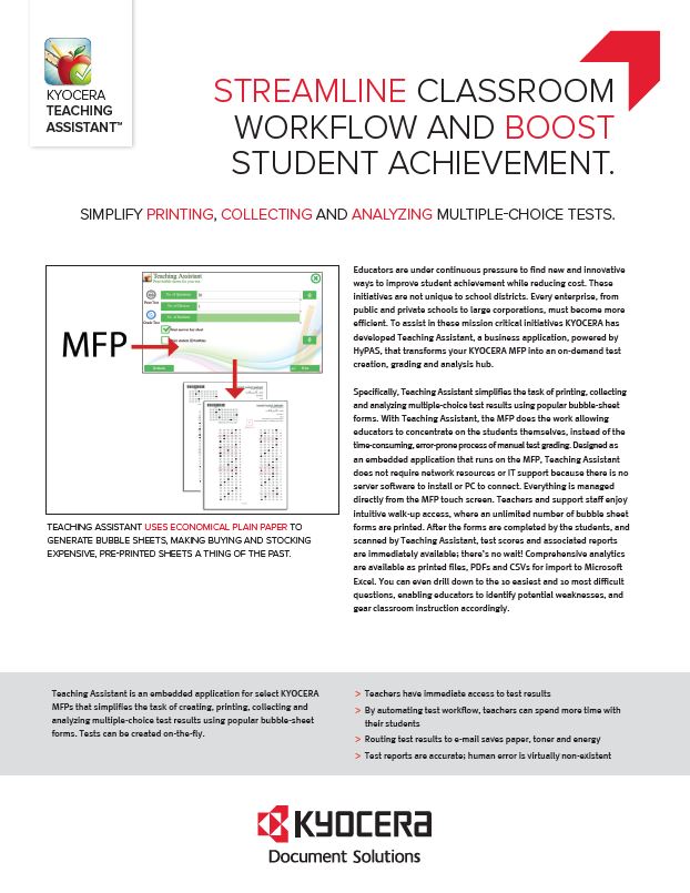 Kyocera Software Capture And Distribution Teaching Assistant Brochure Thumb, Brandon Business Machines, Copiers, Printers, MFP, Kyocera, Copystar, HP, KIP, FL, Florida, Service, Supplies, Sales