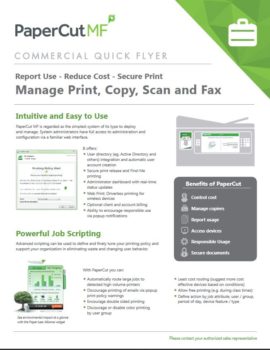 Commercial Flyer Cover, Papercut MF, Brandon Business Machines, Copiers, Printers, MFP, Kyocera, Copystar, HP, KIP, FL, Florida, Service, Supplies, Sales