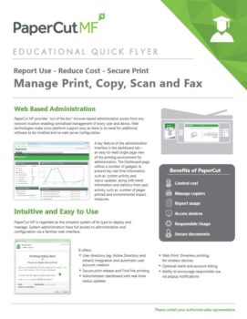 Education Flyer Cover, Papercut MF, Brandon Business Machines, Copiers, Printers, MFP, Kyocera, Copystar, HP, KIP, FL, Florida, Service, Supplies, Sales